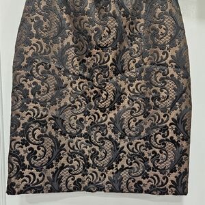 Worthington Black and Tan Floral Pencil Skirt
